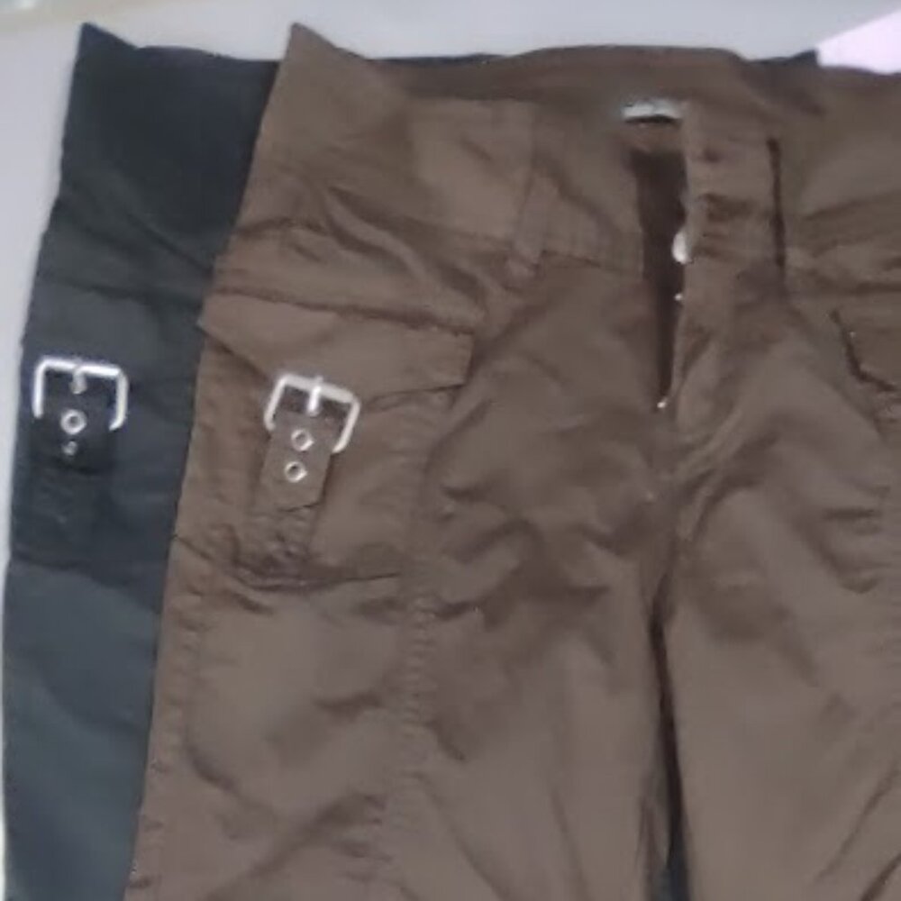 WILD FABLE SET OF 2 PANTS NWT 1 BLACK 1 BROWN 2 FRONT BUCKLED POCKETS XXS